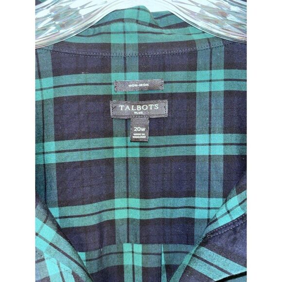 Talbots Plus Non-Iron Blackwatch Top 22W - Picture 2 of 7